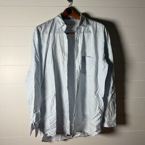 Billy Reid Standard Long Sleeve Button Down Light Blue Cotton/Cashmere Size XL